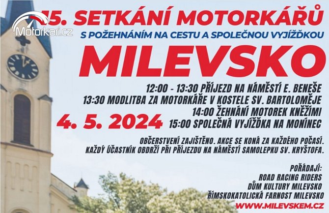 Setkání motorkářů v Milevsku.