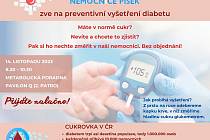 Písecká nemocnice zve na preventivní vyšetření diabetu.