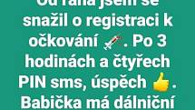 Příchod roku 2021 přinesl další vtipy na téma covidových opatření a aktuálně také na očkování spojené s registrací seniorů.