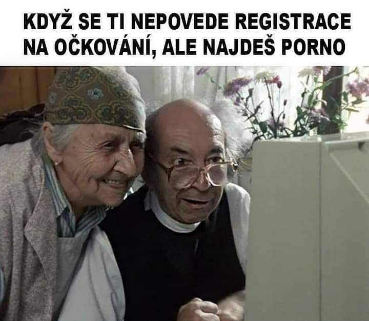 Příchod roku 2021 přinesl další vtipy na téma covidových opatření a aktuálně také na očkování spojené s registrací seniorů.