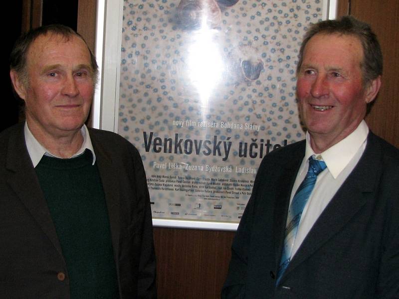 Venkovský učitel - předpremiéra filmu v píseckém kině Portyč dne 12.3.2008. Bratři Josef a František Proškovi z Radobytců - vynikající "neherci", kteří ztvárnili postavy místních sedláků.