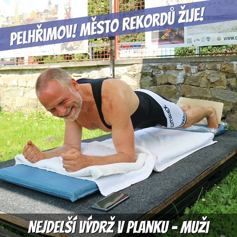 Josef Šálek z Písku vydržel ve cvičební pozici zvané plank nepřetržitě po dobu 2:16:12,10 hodin.