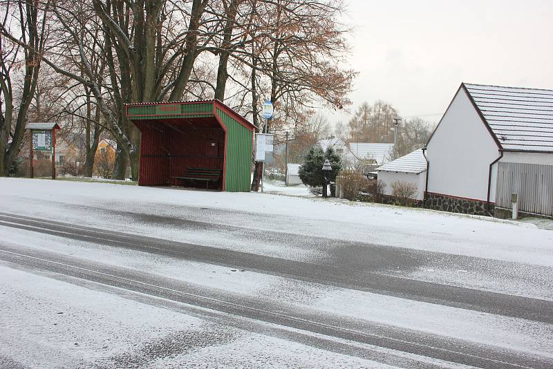 První sníh na Písecku.