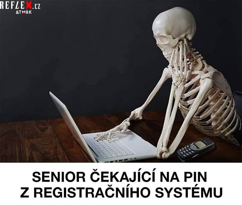 Příchod roku 2021 přinesl další vtipy na téma covidových opatření a aktuálně také na očkování spojené s registrací seniorů.