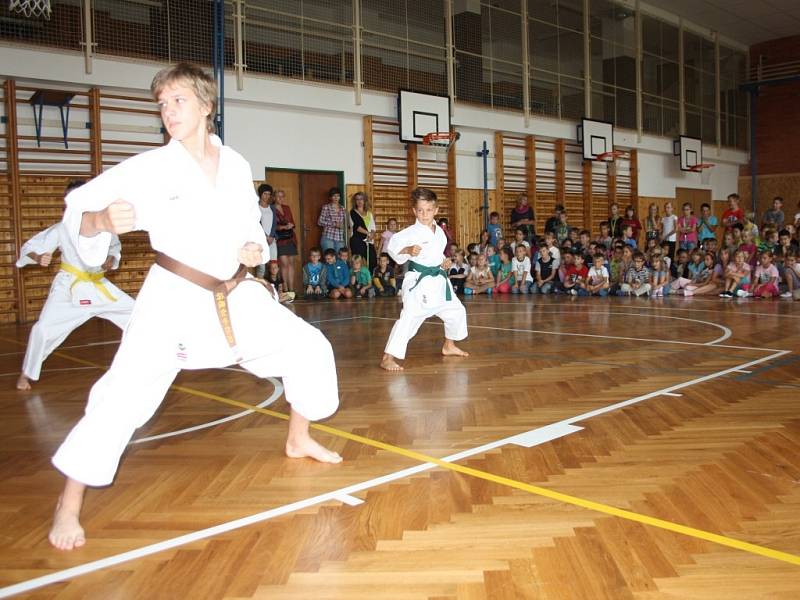 Ukázka SKP karate Písek na ZŠ J. K. Tyla Písek.