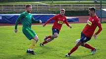 Čimelice doma uhrály s Prachaticemi remízu 2:2. Snímek je z podzimního vzájemného duelu v Prachaticích, který domácí vyhráli 4:0.