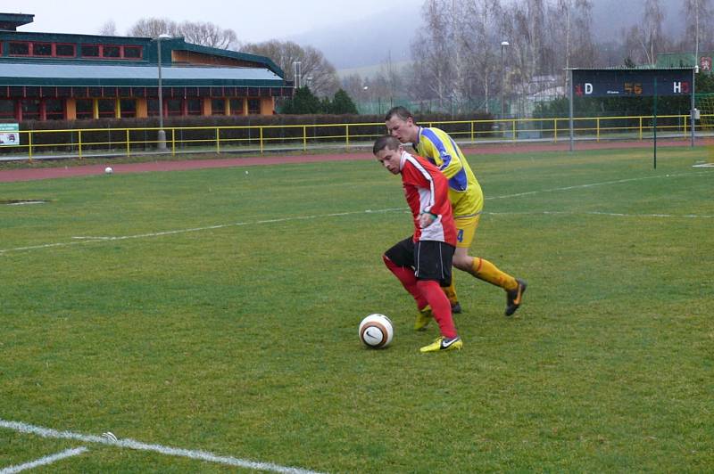 Prachatice (v červeném) - Veselí 1:0.