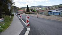 Opravy silnice ve vimperské Šušické ulici.