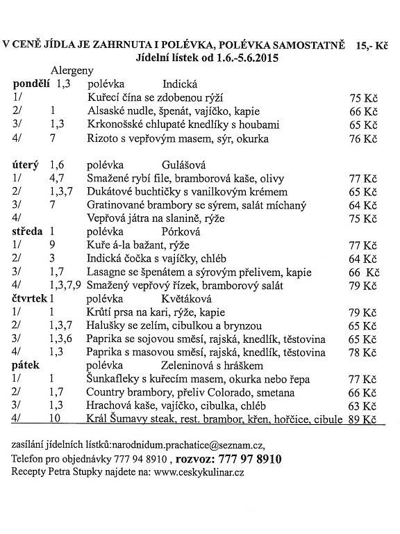 Týdenní nabídka - Národní dům Prachatice