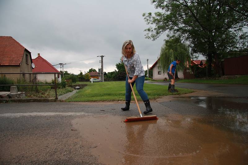 Tři domy, ve kterých počítají majitelé škody,  vytopené sklepy, podmáčené trávníky a nepořádek. To všechno za sebou nechala voda, která protekla obcí Chlumany na Prachaticku v sobotu 22. června.