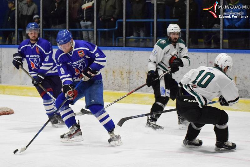 Hokejová Krajská liga: HC Vimperk - Slavoj Český Krumlov 3:5.