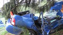Dvacetiletý řidič automobilu Hyundai sobotní nehodu nepřežil.