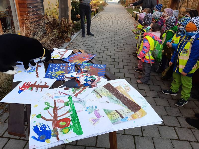 Děti z Montessori školky v Prachaticích přišly zamávat obyvatelům Domova Matky Vojtěchy.