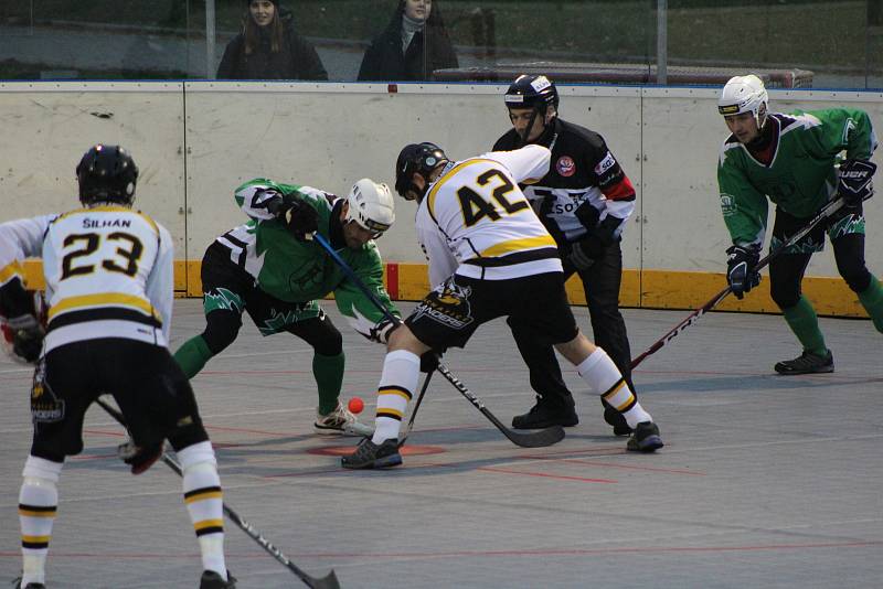 Hokejbalová první liga: HBC Prachatice - Pedagog Č. Budějovice 4:2.