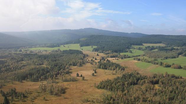 Národní park Šumava, letecký snímek.