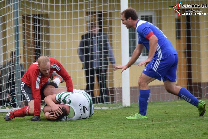 Fotbalová I.B třída: Vacov - Čkyně 0:2.