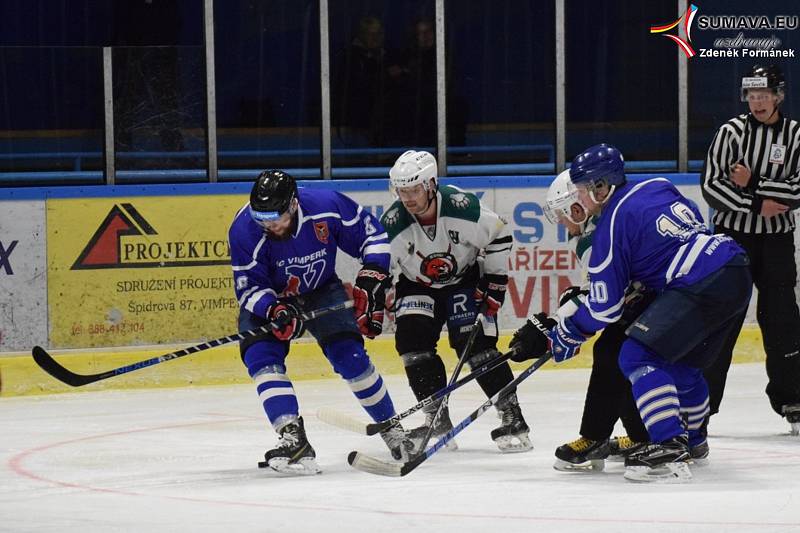 Hokejová Krajská liga: HC Vimperk - Slavoj Český Krumlov 3:5.