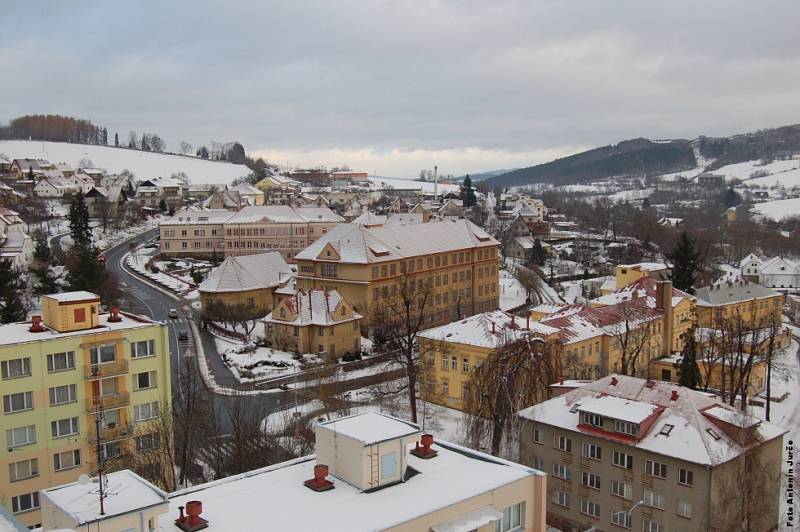 Prachatice z ptačí perspektivy.