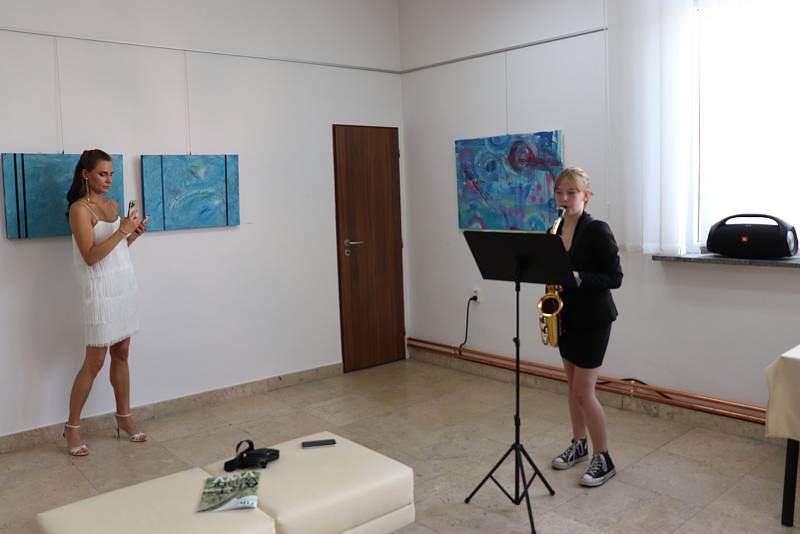 Zahájení výstavy Okouzlená geometrií v Městské galerii ve Volarech.