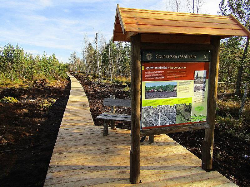 Národní park Šumava dokončil obnovu povalového chodníku na Soumarském rašeliništi u Volar. Naučná stezka turisty zavede k vyhlídkové věži a zpět k parkovišti lze projít okruh kolem řeky Vltavy.