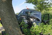 Řidič narazil do stromu.