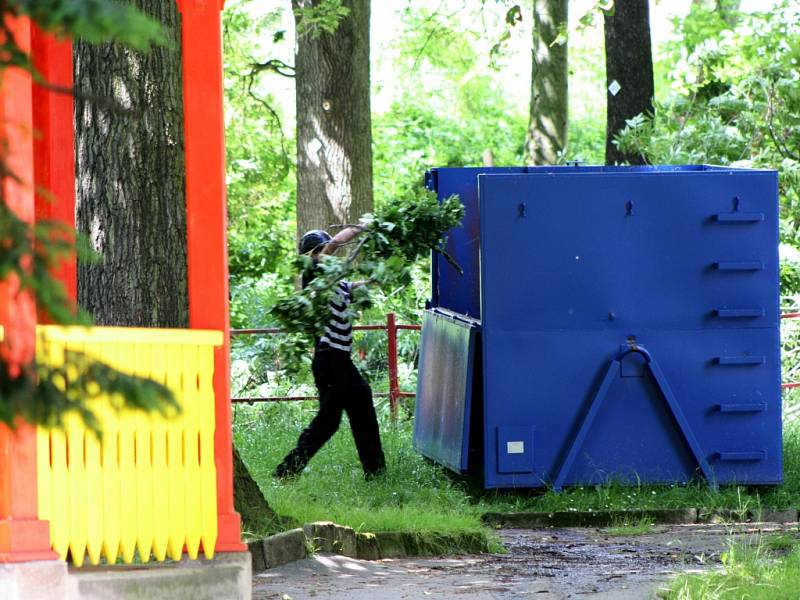 V pondělí začali pracovníci odborné firmy s kácením stromů ve Štěpánčině parku v Prachaticích.