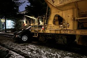 Nehoda na železniční vlečce v Prachaticích.