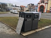 V centru Prachatic je možné třídit odpad.