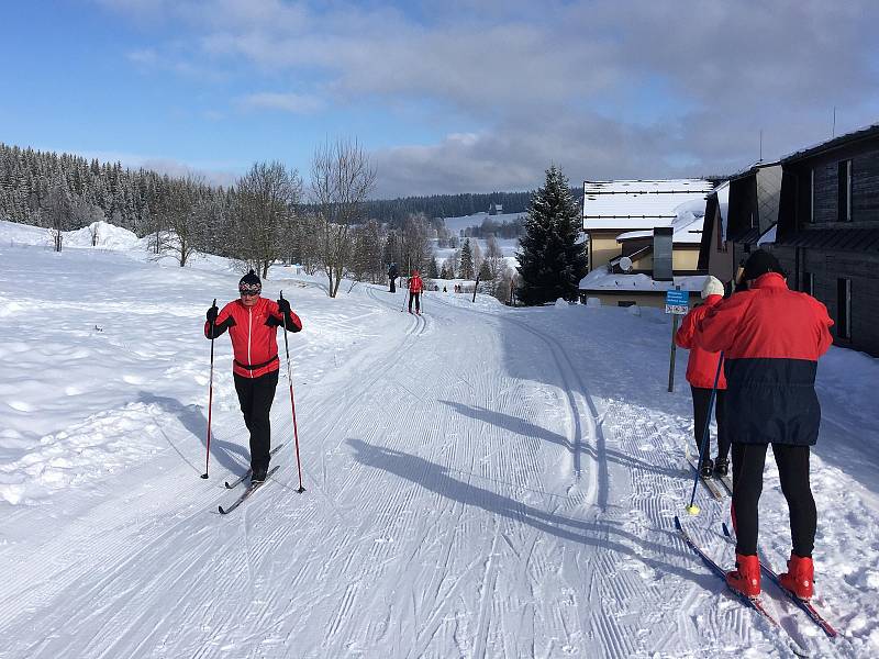 Páteční (9. února 2018) pohoda na šumavské Kvildě.