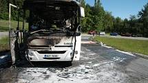 V sobotu ráno začal v Perlovické zatáčce těsně pod osadou Libínské Sedlo u Prachatic hořet zájezdový autobus mířící do Pasova.