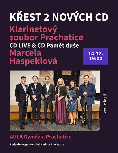 Pozvánka na křest CD Klarinetového souboru Prachatice.