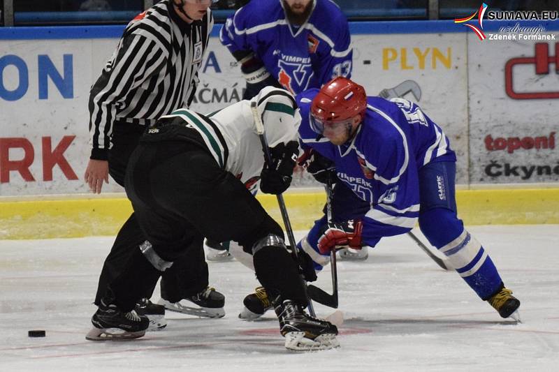 Hokejová Krajská liga: HC Vimperk - Slavoj Český Krumlov 3:5.