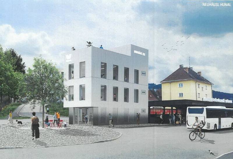Busák 22. Studie, která ukazuje, jak bude vypadat lokalita autobusové nádraží ve Vimperku v roce 2022.