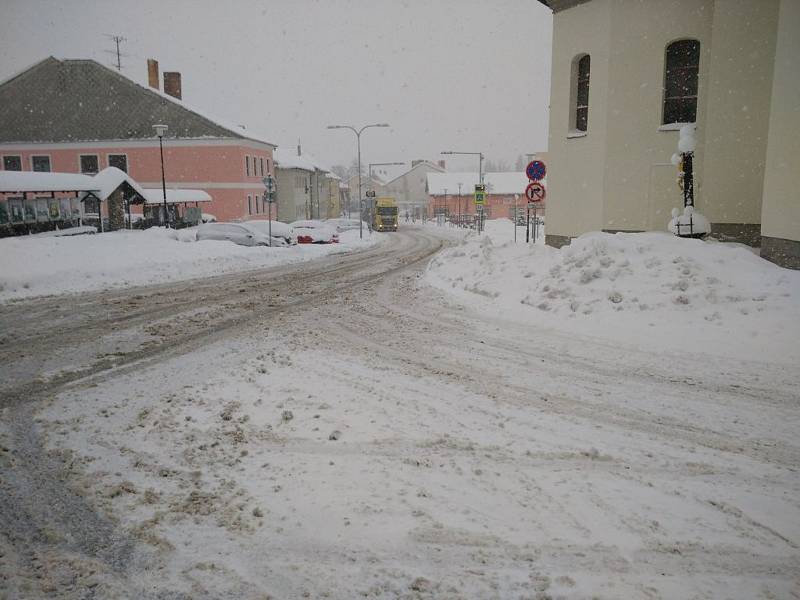 Zasněžené Volary v lednu 2019.