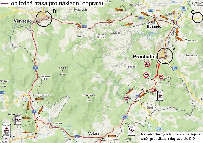 Zákaz průjezdu z Prachatic na Libínské Sedlo bude platit v době stavby stoupacího pruhu pro kamiony nad 15 tun.