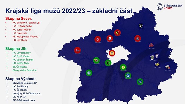 Rozdělení skupin krajské hokejové ligy pro sezonu 2022/23