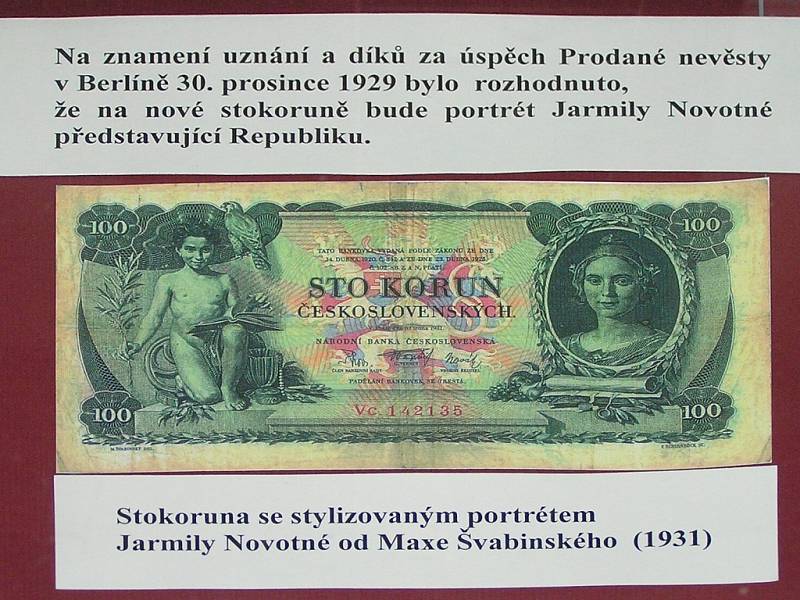 Stokoruna se stylizovaným portrétem Jarmily Novotné od Maxe Švabinského