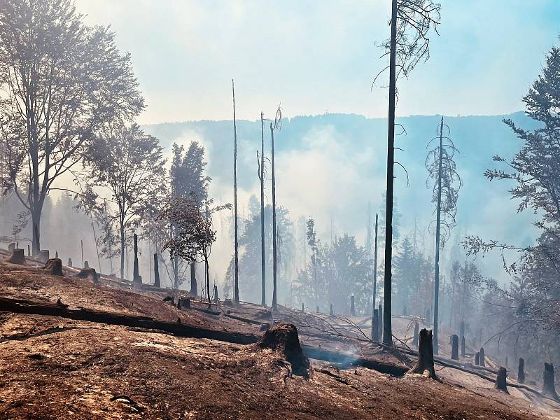 Odřad HZS Středočeského kraje vyjel na pomoc při požáru v Hřensku.