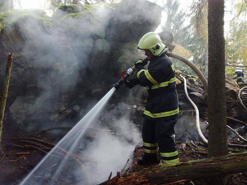 Z činnosti Sboru dobrovolných hasičů v Komárově: zásah v lese.