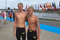Dálkové plavání. Mistrovství Evropy juniorů a na fotce zleva David Ludvík a Tadeáš Neliba.