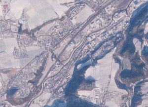Záběry na Beroun a okolí ze satelitu Sentinel 20. ledna 2024.