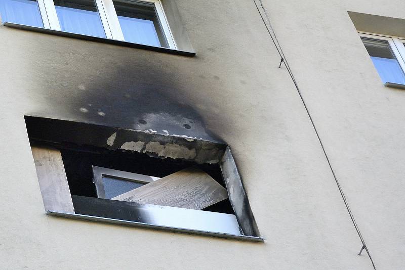 Vyhořelý byt ve Švermově ulici