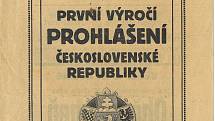 Pozvánka na oslavy prvního výročí republiky v Berouně. Výtěžek měl putovat na stavbu okresního sirotčince.