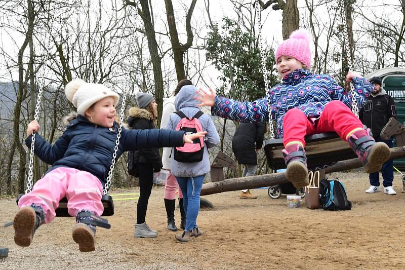 Z oslavy dvacátých narozenin medvědů Kuby a Matěje v areálu medvědária na Městské hoře v Berouně.