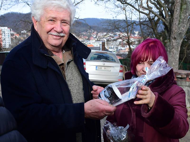 Z oslavy dvacátých narozenin medvědů Kuby a Matěje v areálu medvědária na Městské hoře v Berouně.