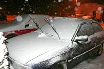 Strakonicko v sobotu 9. ledna v podvečer opět zasypal sníh.