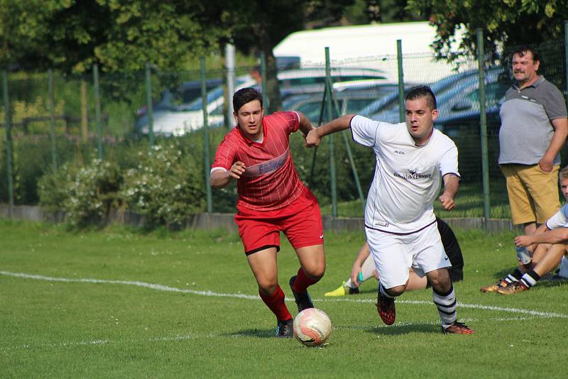 Hokejisté HC Strakonice (červené dresy) si na závěr letní přípravy zahráli fotbálek proti Sokolu Cehnice (1:5).