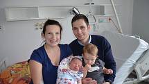 Fredy Žák z Radomyšle. Fredy se narodil 15. 1. 2019 v 8.22 hodin v písecké porodnici a při narození vážil 4050 g. Doma na brášku čekala sestřička Justýnka (2).