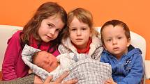 František Marek z Vimperku. František se narodil 3.2.2019 ve 13:19 hodin a při narození vážil 3700 g. Na Františka se doma těšili sourozenci: Terezie (5), Marie (3), a Antonín (2).