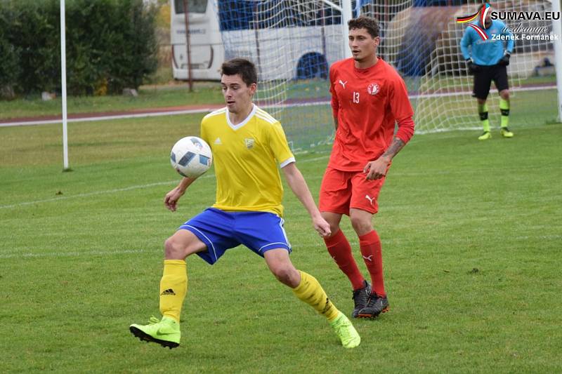 Fotbalová A třída: Čtyři Dvory - Šumavan Vimperk 1:2.